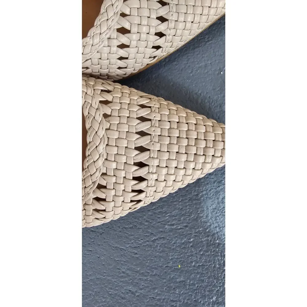 Marc Fisher Zunnie Block Heel Woven Leather Slingback Pump, Pointed Toe, Sz 8.5